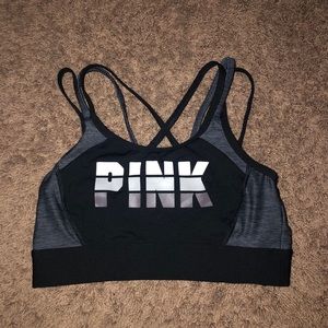 VS PINK black and grey scrappy sports bra